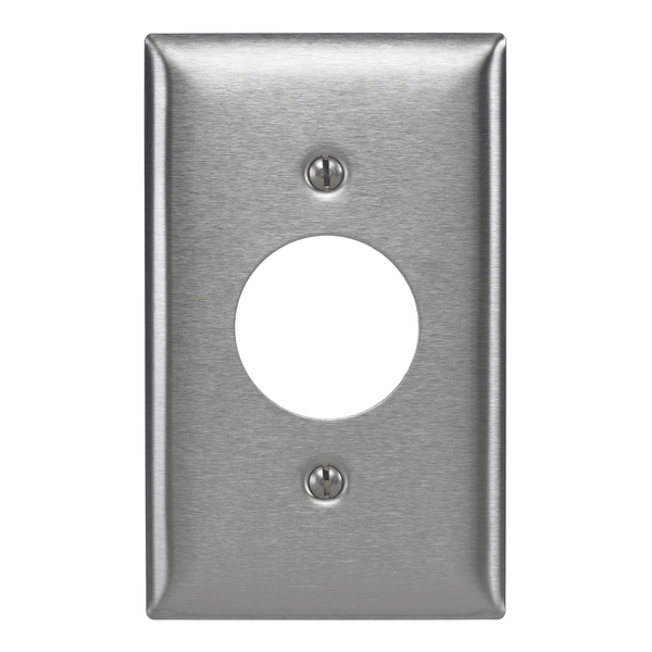 Hubbell Wiring Device-Kellems Wallplates and Boxes, Metallic Plates, 1- Gang, 1) 1.40" Opening, 430 Stainless Steel SS7L